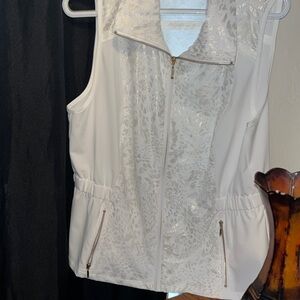 Elegant White Vest with Gold Accents